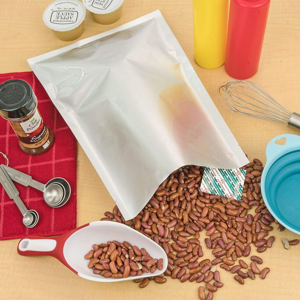 Dry-Packs 1-Gallon, 10"x14" Mylar Bags and 300cc Oxygen Absorbers, 100 Pack - For Food Shipping & Storage,Silver - AI-10074