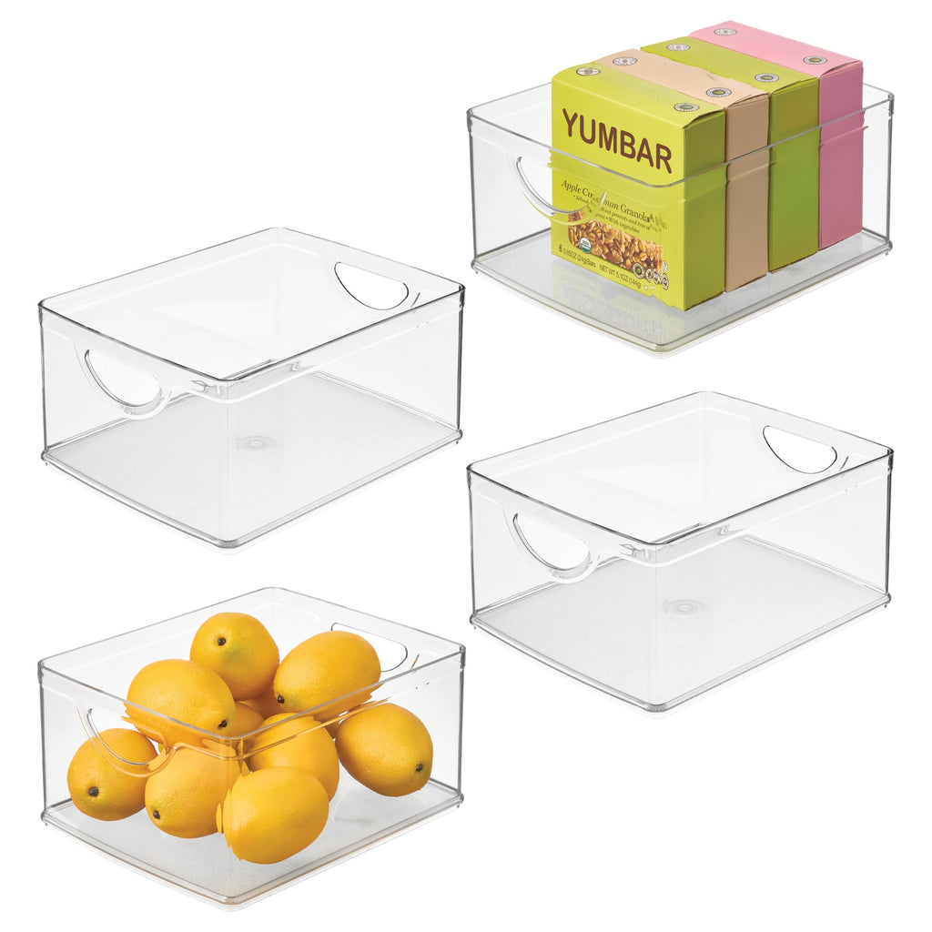 iDesign Plastic Stackable Kitchen Cabinet Storage Bin, Clear, 4-Pack