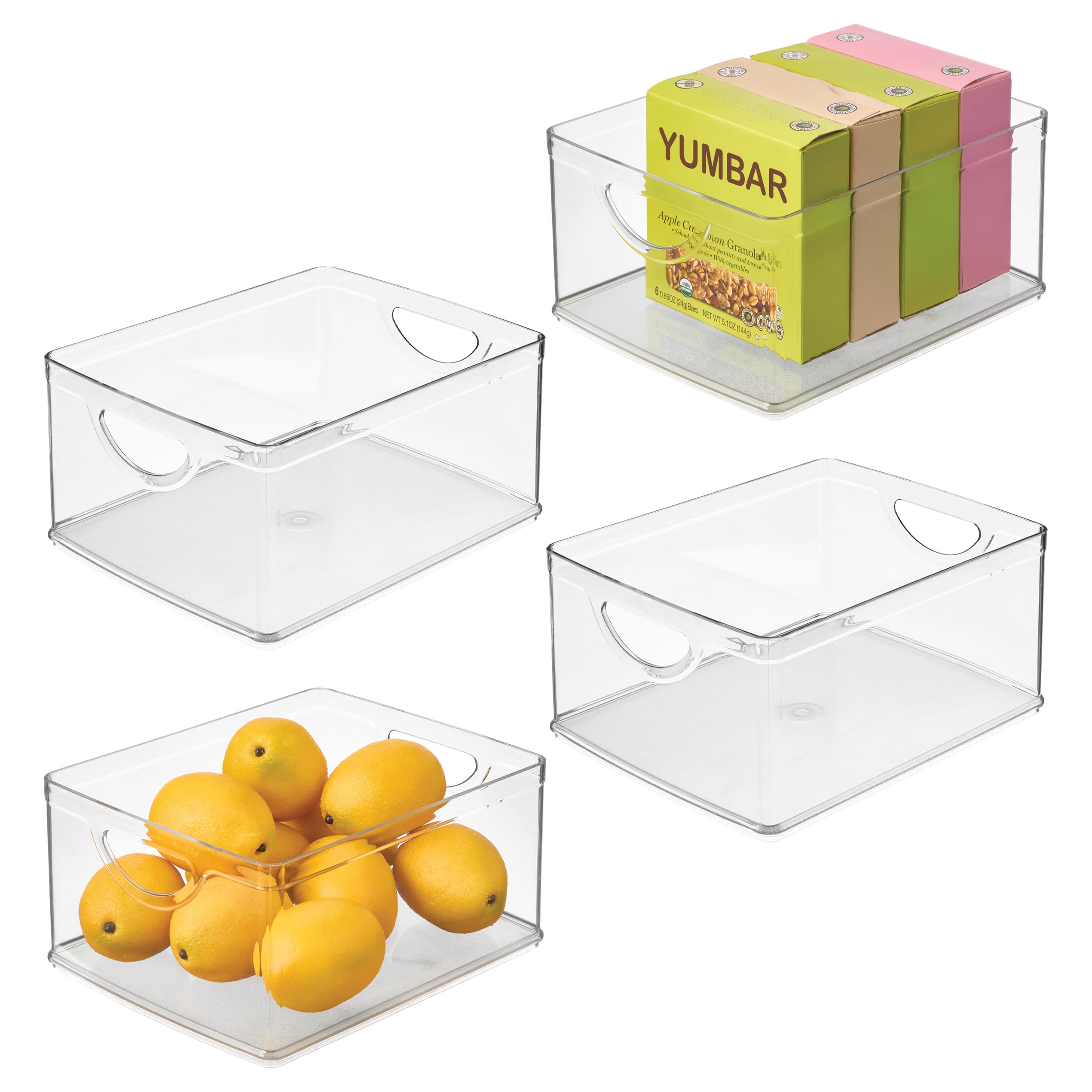 iDesign Plastic Stackable Kitchen Cabinet Storage Bin, Clear, 4-Pack