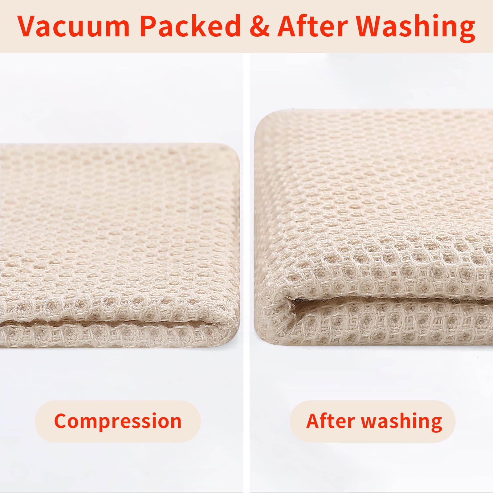 Homaxy 100% Cotton Waffle Weave Kitchen Dish Cloths, Ultra Soft Absorbent Quick Drying Dish Towels, 12 x 12 Inches, 6-Pack, Beige