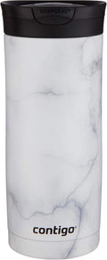 Contigo Huron 16oz Travel Mug - Vacuum-Insulated, Leak-Proof, Keeps Drinks Hot or Cold, White Marble Finish