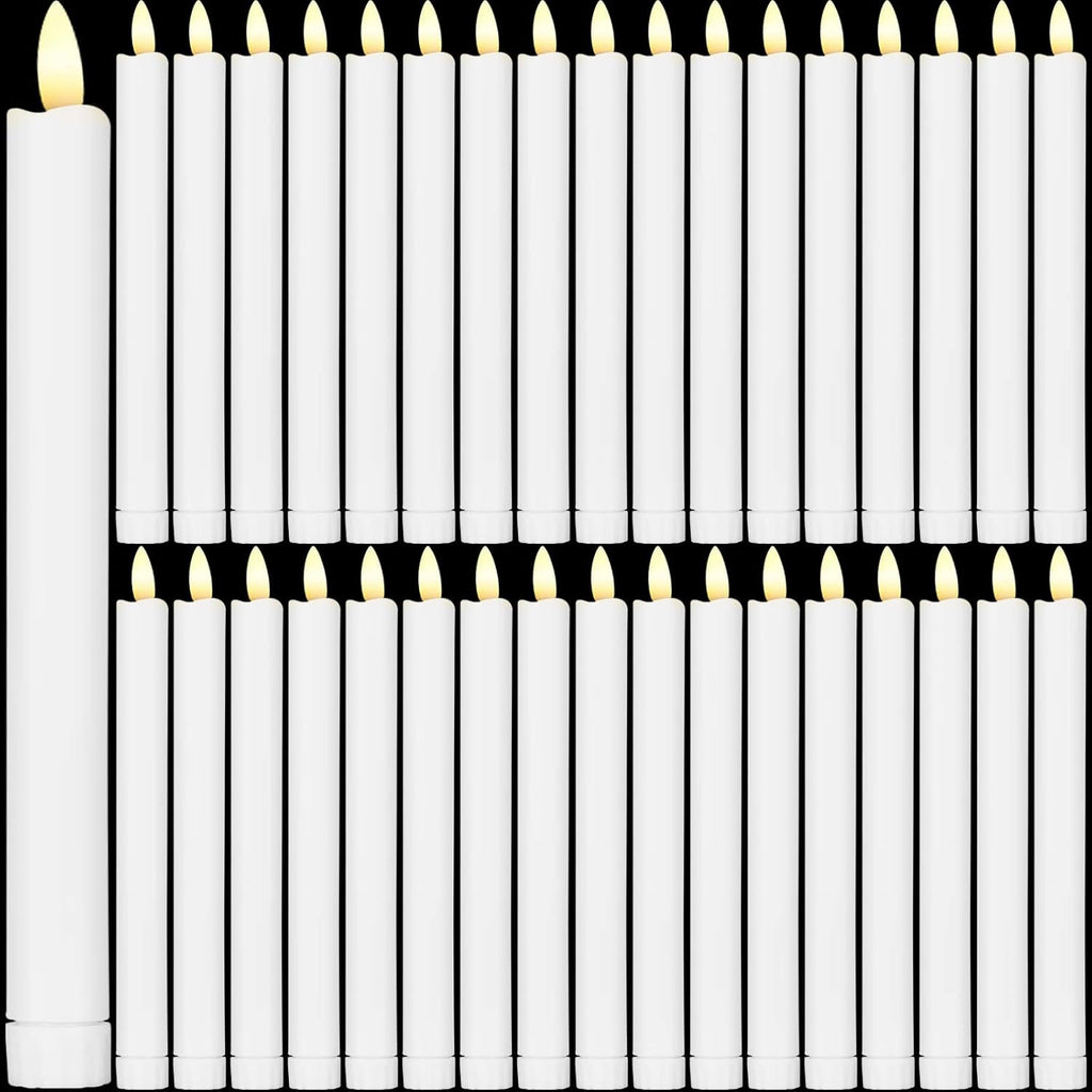 Reginary Flameless Taper Candles - 10 Inch Battery Operated LED Candlesticks | 36 Pieces White for Home & Wedding Decor