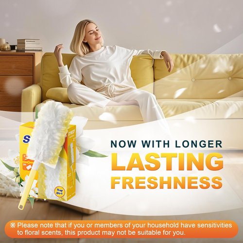 JOYMOOP Disposable Electrostatic Duster for Cleaning, with 2 Handles & 24 Ct Yellow Heavy Duty Refills for Swiffer Feather Duster, Household Cleaning Tool for Electronics, Dusting Furniture, Blinds