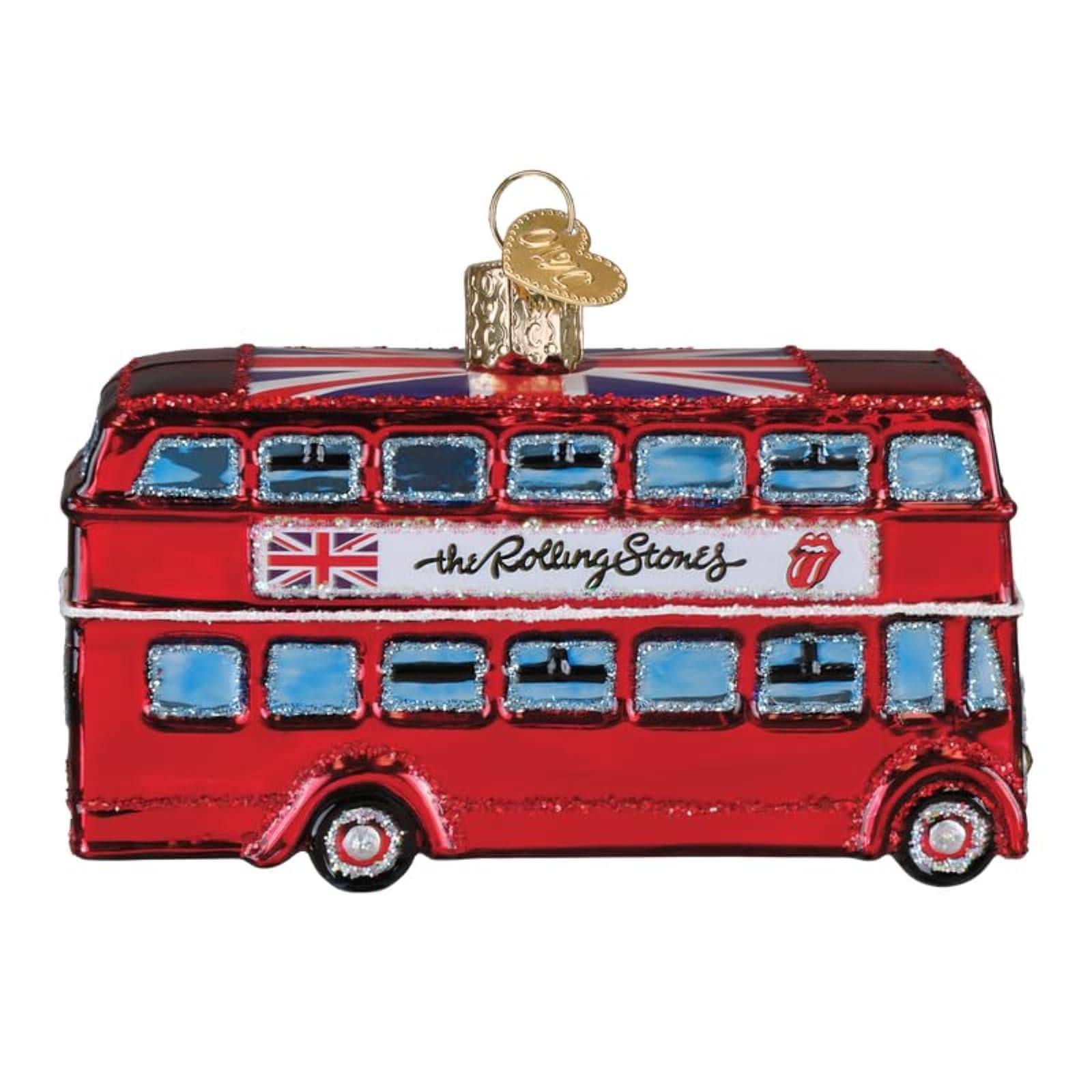 Old World Christmas The Rolling Stones British Bus Glass Blown Ornament for Christmas Tree, Handcrafted Holiday Decoration, Music Collection