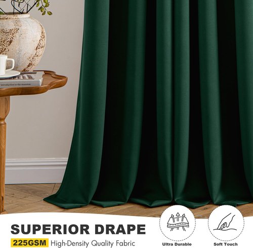 MIULEE Hunter Green Blackout Curtains - Thermal Insulated Room Darkening Drapes | 63 Inches Long, 2 Panels