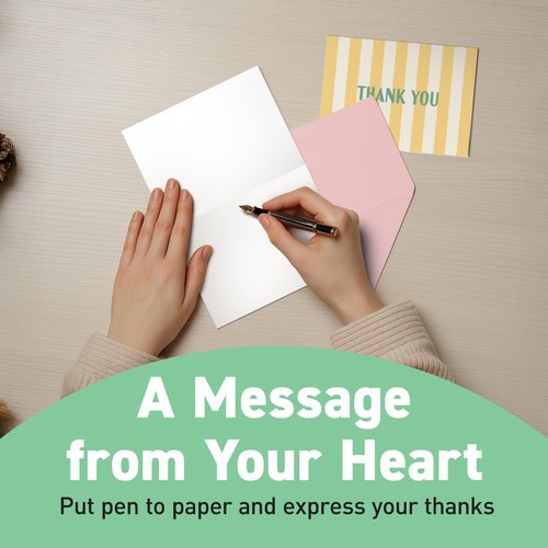 Sweetzer & Orange Summer Stripes Thank You Cards – Set of 24 Blank Cards with Envelopes – 6 Colorful Designs (4 of Each) – 4x5.5 Flat Note Cards – Pastel Pink, Blue & Yellow Envelopes – Thick Paper