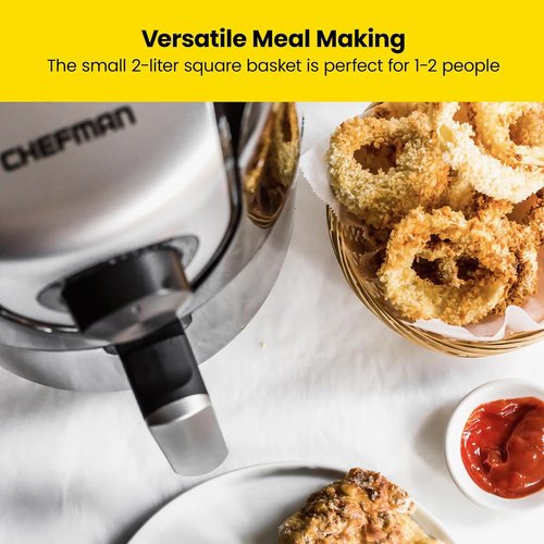 CHEFMAN 2 Qt Compact Air Fryer - Healthy Cooking with Adjustable Temperature & 60-Minute Timer | Nonstick & Dishwasher Safe, Black