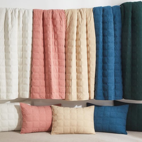 Wondnuga Velvet Quilt Set King Quilt, Lightweight Soft King Comforter Set, Bedspread Coverlet with 2 Matching Pillow Shams, Velvet Comforter Bedding Set for All Season (Cream White, Checkered)