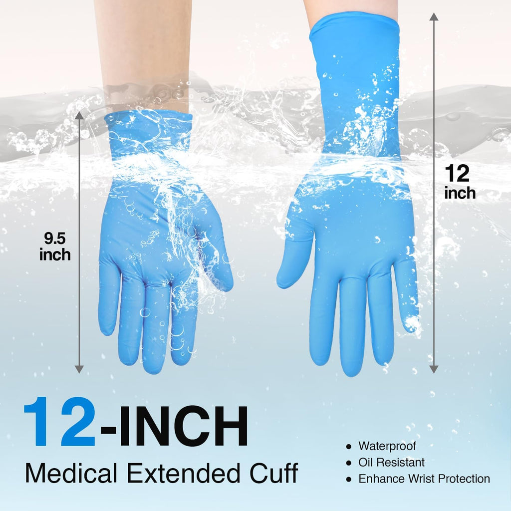 Schneider Black Vinyl Exam Gloves - 4 Mil Thickness, 12-Inch Extended Cuff | 100-Count Box (Medium)