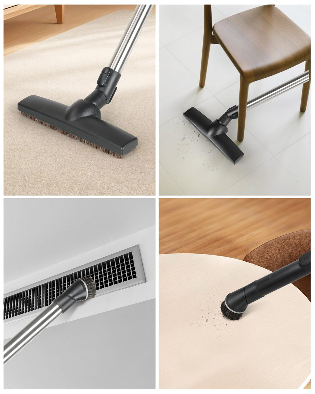 SheildOn Horsehair Floor Brush Set Replacement, Vacuum Attachments Compatible with Miele C1 C2 C3 CX1 Vacuums, 12" Hardwood Floorhead, Swivel Dusting Brush, Soft Bristles for Gentle Cleaning