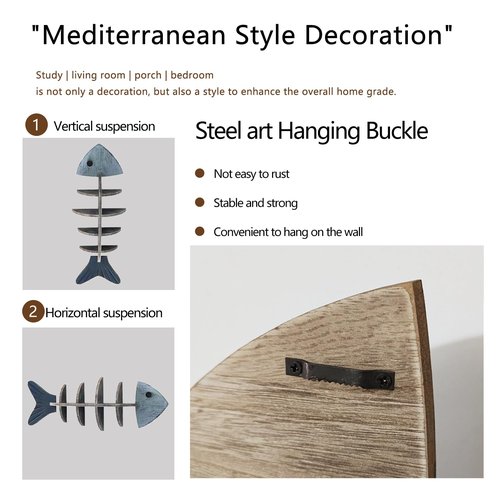 huulmood Wooden Fish Wall Shelf, Wood Fish Beach Decor Display Shelf, Nautical Coastal Style Wall - Mounted Organizer in Bedroom，Living Room，Lake House, Bathroom