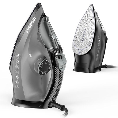 IRONDAY Steam Iron for Clothes, 1800W Cloth Iron with Ceramic Soleplate, Auto-Off, 20s Fast Heat-up,Burst of Steam, Self-Cleaning, 20.28oz Water Tank for Home Ironing