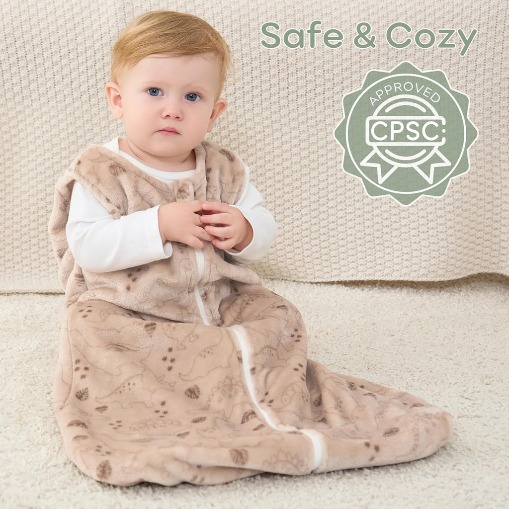 Yoofoss Baby Sleep Sack - 2 Pack 1.5 Tog Fleece Wearable Blanket for 6-12 Months | Soft & Lightweight