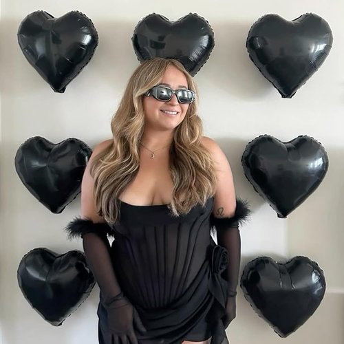 Black Heart Balloons - 18 Inch Romantic Foil Balloons | 12PCS for Weddings, Graduations & Anniversaries