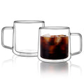 CNGLASS 15oz Double Walled Glass Coffee Mugs,Large Insulated Glass Mugs with Handle,Clear Coffee Cups for Espresso,Latte,Cappuccino,Tea,Set of 2
