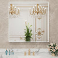 LOAAO White Metal Framed Bathroom Mirror - 30x30 Inch Large Rounded Rectangle, Anti-Rust, Tempered Glass
