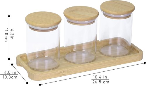 INIUNIK Qtip Holder - 3 Pack Glass Apothecary Jars with Lids | Stylish Bathroom Organizer Set