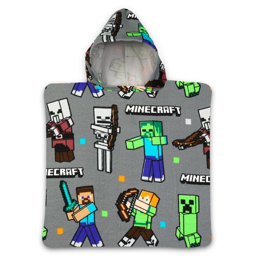 Minecraft Hooded Towel Set for Kids, Girls, Boys - Minecraft Bath Towel Poncho Bundle with Tattoos, More | Boys Bathroom Set