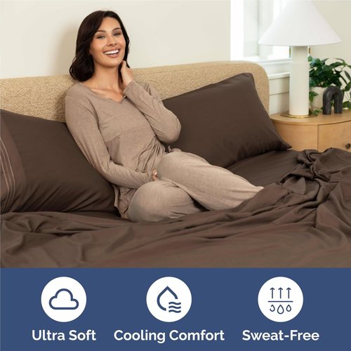 Hotel Luxury Twin XL Sheet Set by [Brand Name] - Comfy, Breathable & Cooling - Ultra-Soft, Deep Pockets, Wrinkle-Free - Brown