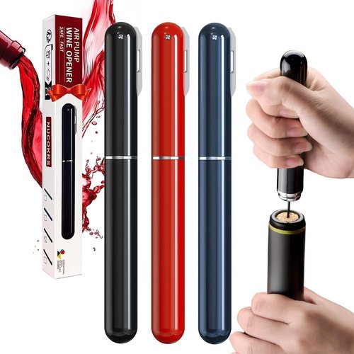 Manual Wine Opener with Foil Cutter Pack of 3- NUCOKRS Air Pumps 3 to 7 Open Corkscrew, Effortless & No Damage to Cork, Accessories Gift for Lovers