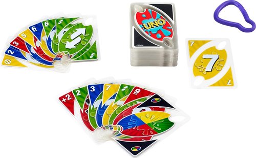 Mattel Games UNO Splash Card Game - Waterproof Cards with Portable Clip for Travel & Camping Fun