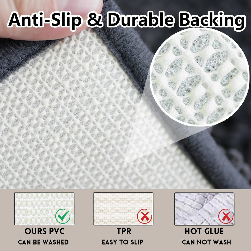 Skiennix Bathroom Rug Set - Extra Thick & Absorbent Non-Slip Design | Dark Grey, 2-Piece Set