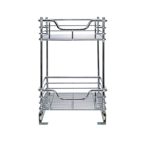 Household Essentials Glidez Chrome-Plated Steel 2-Tier Sliding Under Sink Cabinet Organizer, Chrome