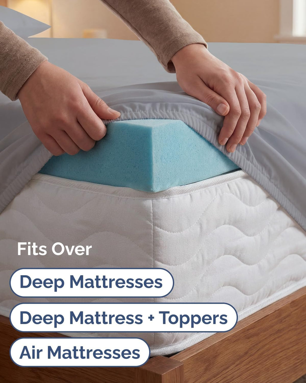 Skiennix Extra Deep Twin XL Sheet Set - 4-Piece Breathable Cooling Bedding - Soft, Wrinkle-Free, Steel Blue