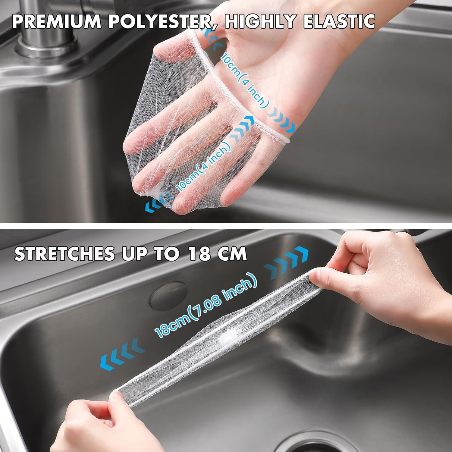 Skiennix Kitchen Sink Strainer Mesh Bags - 200 Pack Anti-Clogging Disposable Sink Filters | 4.0 x 4.0 Inch