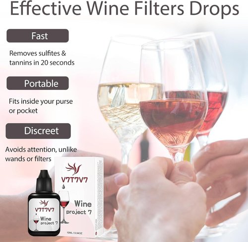 2 Pack Wine Filter Drops, Red White Wine Lovers Sulfite Remover Tasteless Purifier Accessories Filters for Histamines and Sulfite, Party Gifts for Him Men and Women