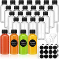 Revahope 24 Pack 2 oz Shot Bottles with Caps, Mini Reusable Plastic Ginger Shots Bottle Leakproof Juice Shot Bottles with Lids for Juice, Oil and Liquid Samples, Small Containers for DIY, Travel
