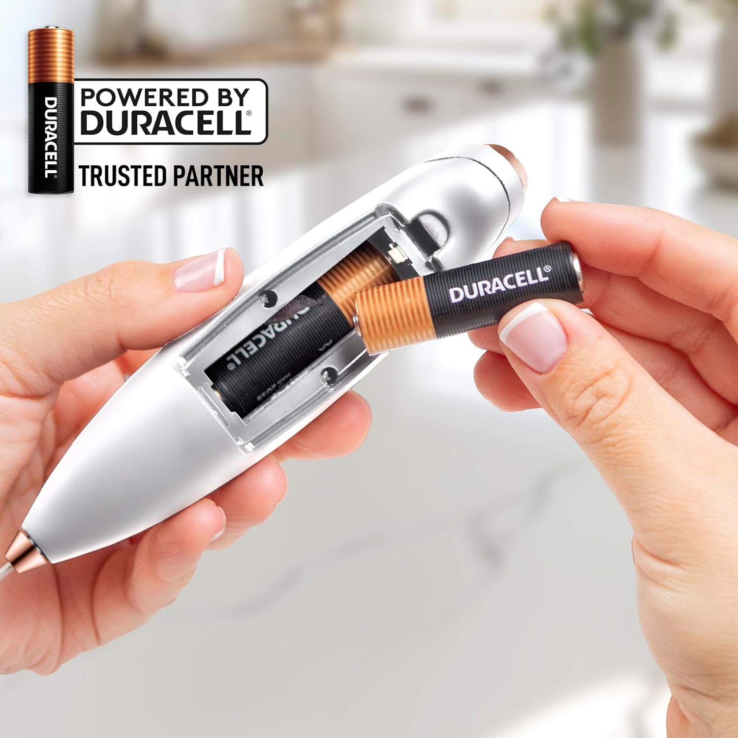 Zulay Kitchen Milk Frother Handheld Electric Whisk with AA Duracell Batteries – Durable Drink Mixer for Coffee, Lattes, Cappuccinos & More - White Rose Gold