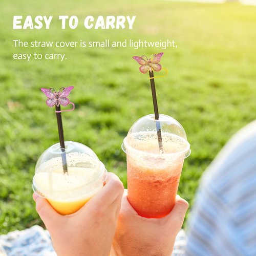 9Pcs Butterfly Straw Topper for Stanley Cup Straw Tip Covers 10 mm Silicone Reusable Straw Covers Cap Butterfly Straw Protector Cover for Stanley Cup Accessories for Keeping Dust