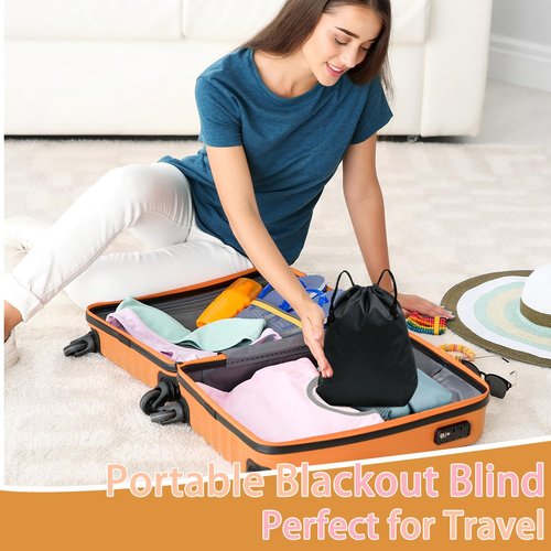 100% Blackout Curtains for Bedroom 57x118 inch,Removable Cuttable No Drill Blackout Shades,Portable Temporary Black Out Window Cover,Black Out Blinds for Nursery,Dorm,Travel,RV or Renter Use