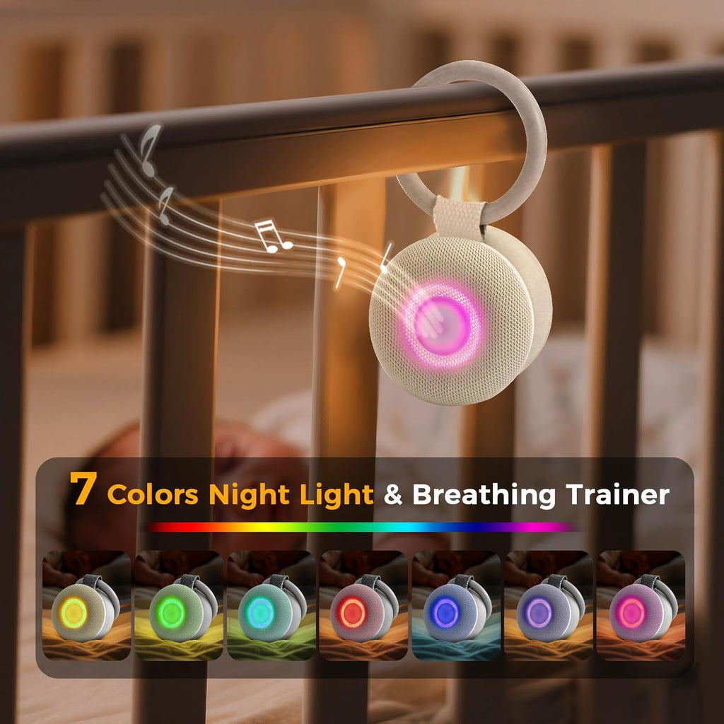 Portable Sound Machine - White Noise for Baby Sleep | 15 Soothing Sounds & 7-Color Night Light