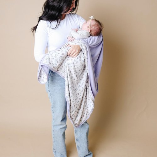 Large Premium Knit Baby 3 Layer Stretchy Quilt Blanket "Minnie Mouse's Bowquet" by Copper Pearl