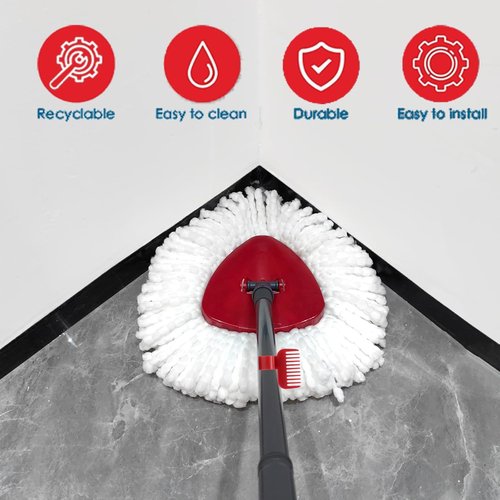 SuperAbound 2 Pack Spin Mop Replace Heads for Cedar EasyWring 1 Tank, 30”-58" Mop Handle, Mop Base and Scrub Brush Combo Set Replacement, Microfiber Mop Refills
