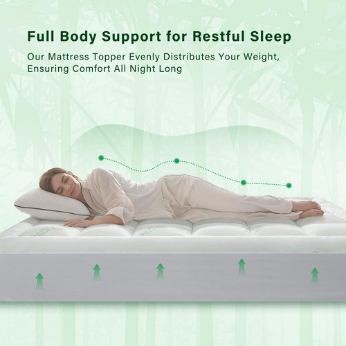 Anluoer Memory Foam Mattress Topper King for Back Pain, Rayon Derived from Bamboo Pillow Top Mattress Topper for Hot Sleepers,Cooling Mattress Pad with 8-21" Deep Pocket, 78x80 Inches, White