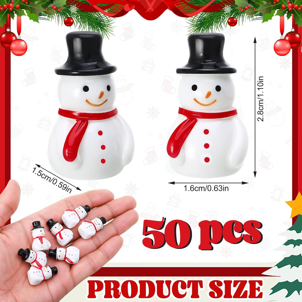 Skiennix Winter Mini Resin Snowman Figurines - 50 Pcs Black Hat Cake Decorations | DIY Crafts