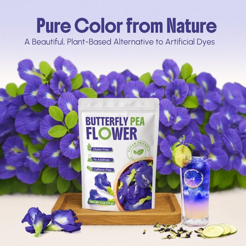 CCnature 4 Oz Butterfly Pea Flower Tea loose leaf- Blue Tea | for Blue & Purple Drinks and Food Coloring | Antioxidant Rich - 100% Natural, Non-GMO | 300+ Cups