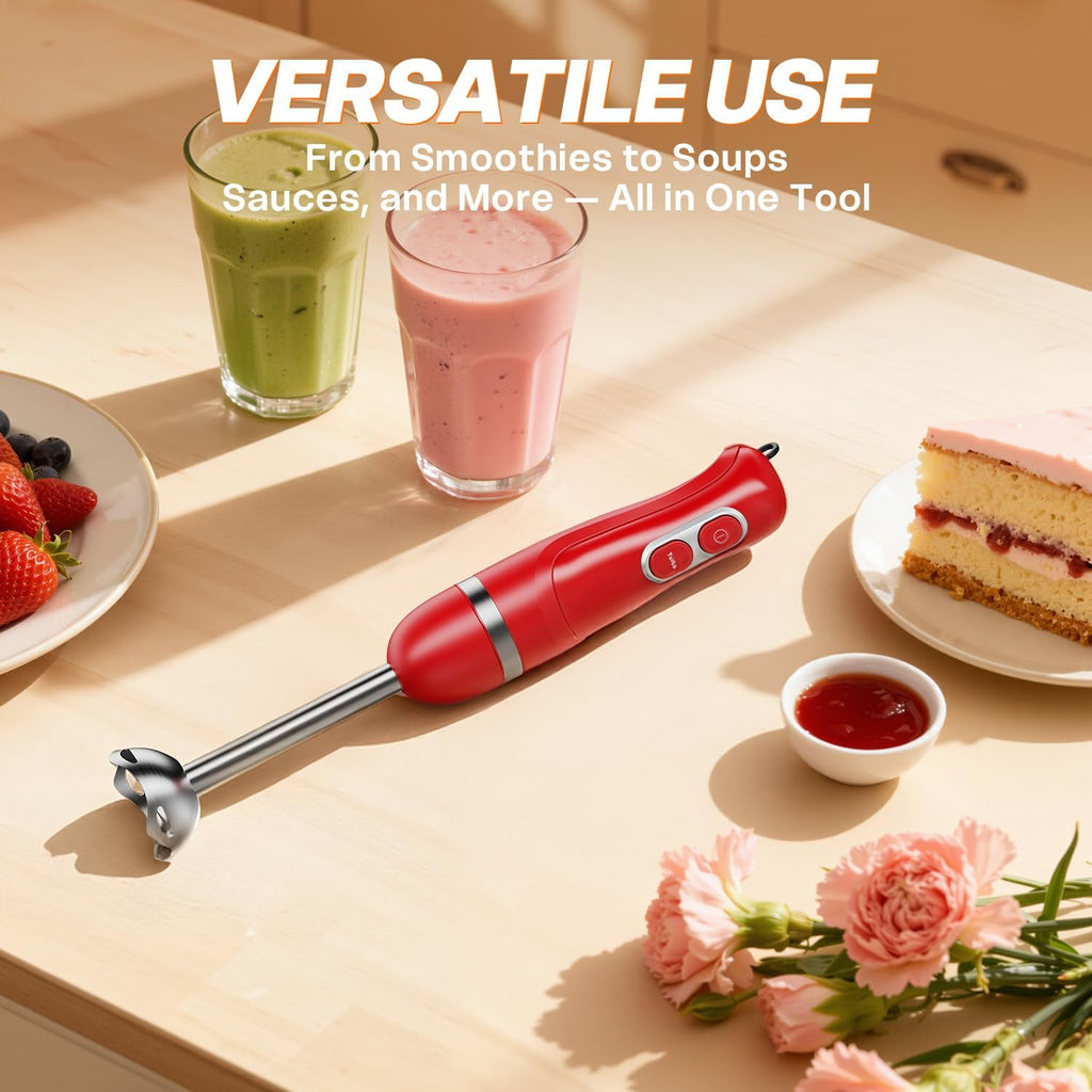 Skiennix Immersion Blender - Handheld Electric Stick Mixer with Stainless Steel Blades | 2 Speed Settings for Smoothies & Soups