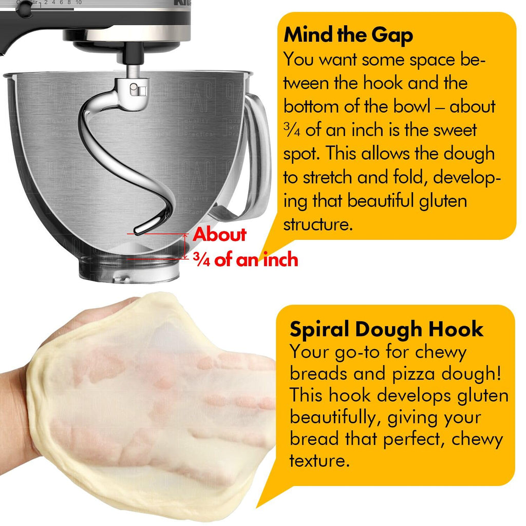 Spiral Dough Hook Replacement for KitchenAid 3.5 Qt. Tilt-Head Stand Mixers/Polished 18/8 Stainless Steel Accessories/No coating/Dishwasher Safe/Compatible for KSM3311/3316/ Artisan Mini Series