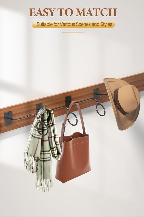 Cinati Cowboy Hat Rack - 4 Pack Wall-Mounted Rustic Metal Hat Holders | Ideal for Cowboy, Fedora & Sun Hats