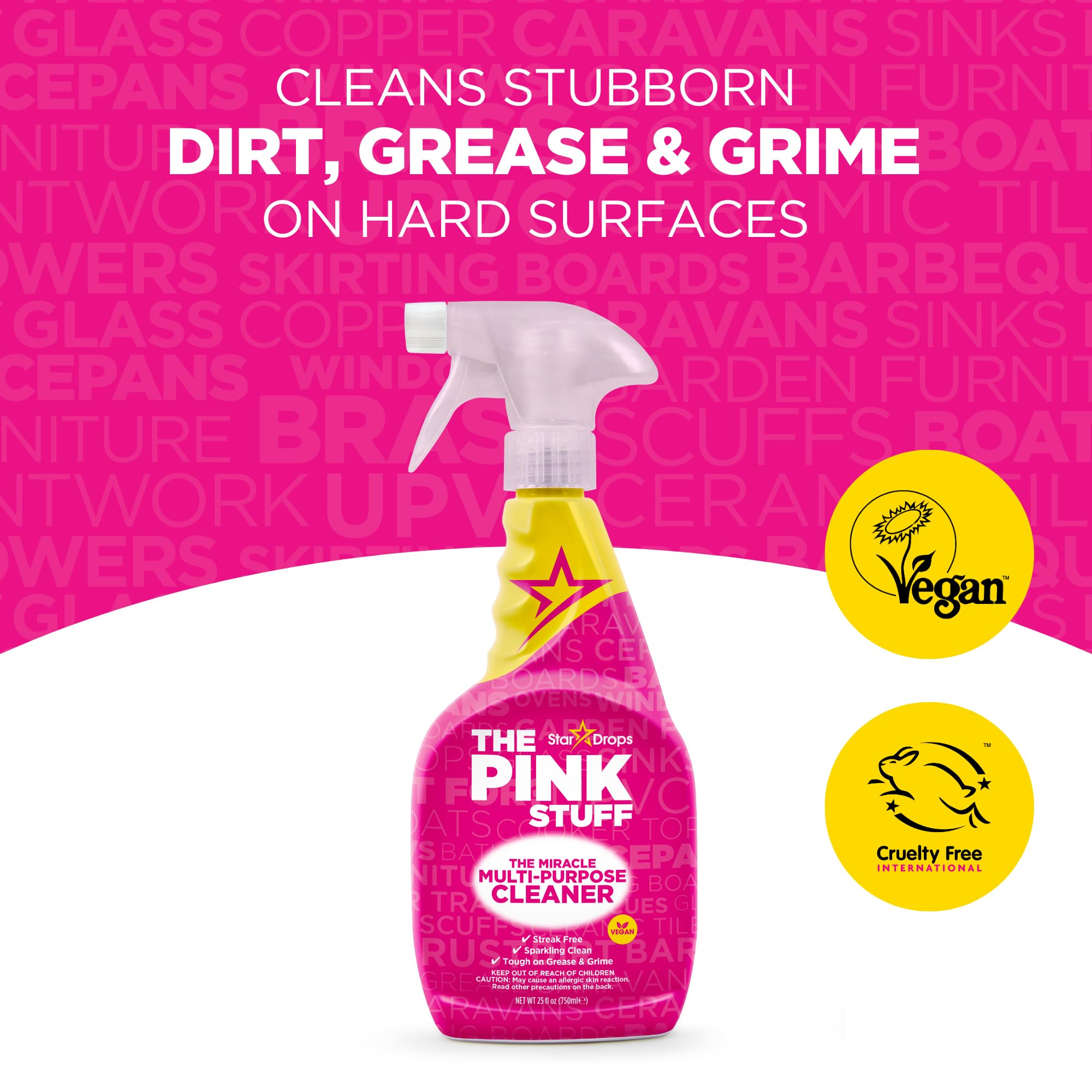 Stardrops The Pink Stuff Miracle Cleaning Bundle – Multi-Purpose Paste, Spray & Cream Cleaner (3-Pack) – Tough on Stains, Gentle on Surfaces