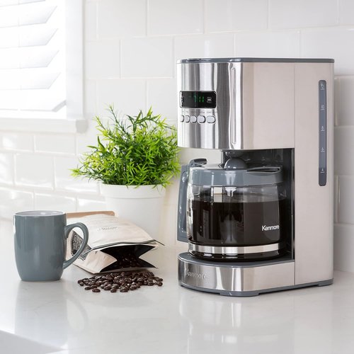 Koolatron Kenmore Elite 12-Cup Programmable Coffee Maker - Auto Shut-Off, Reusable Filter, Glass Pot