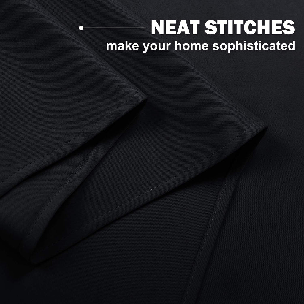 NICETOWN Short Tiers Blackout Curtains for RV Bedroom Windows, Room Darkening Grommet Curtain Tiers for Basement/Bedroom/Halloween Decor, 52 W x 30 L, Black, Set of 2
