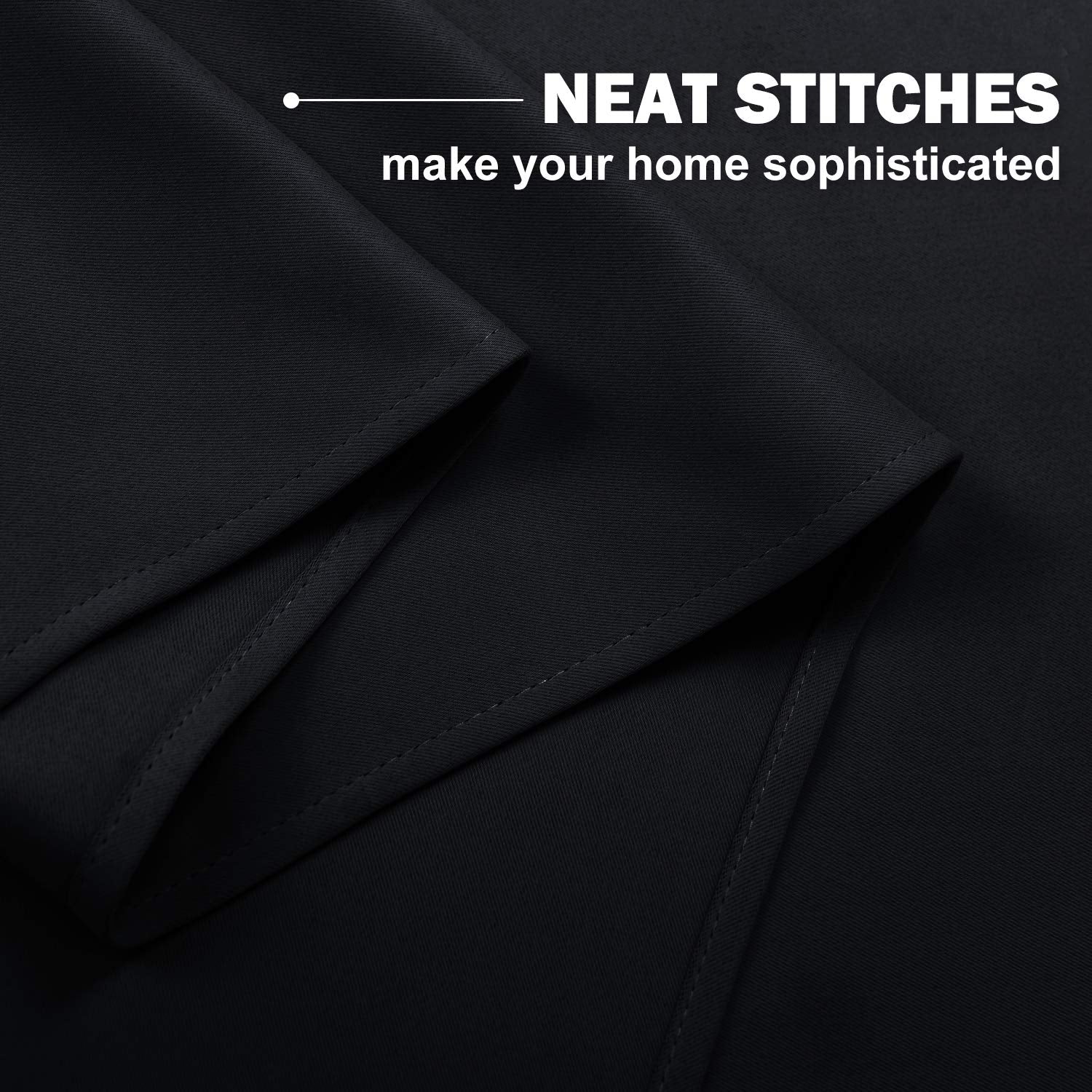 NICETOWN Short Tiers Blackout Curtains for RV Bedroom Windows, Room Darkening Grommet Curtain Tiers for Basement/Bedroom/Halloween Decor, 52 W x 30 L, Black, Set of 2
