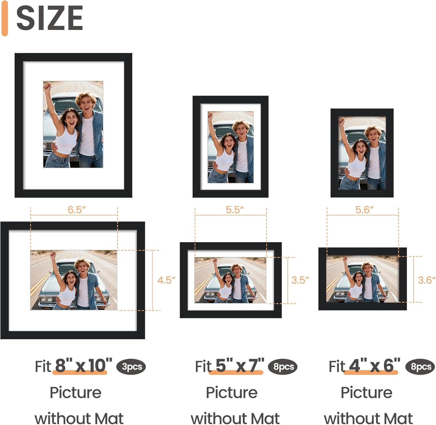Upsimples 19-Pack Picture Frames Set - Versatile Wall Decor & Tabletop Display | Multi-Sized Black Frames (8x10, 5x7, 4x6)