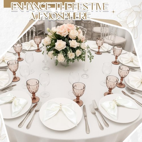 Newwiee 200 Pcs Satin Cloth Napkins and Napkin Ring Set, 100 17 x 17 Inch White Napkins and 100 Pearl Napkin Ring, Soft Table Supplies Bulk for Weddings, Banquet, Parties Dinner Decoration