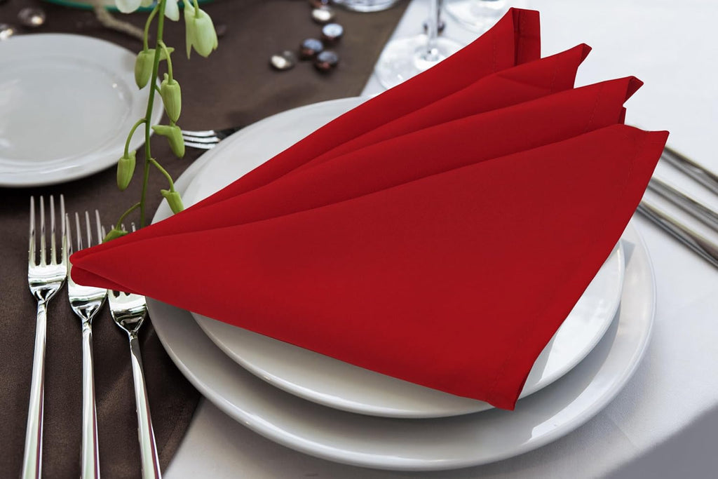 Utopia Home Cloth Napkins - 24 Pack Red, 17x17 Inches, 100% Polyester, Washable & Reusable for Events